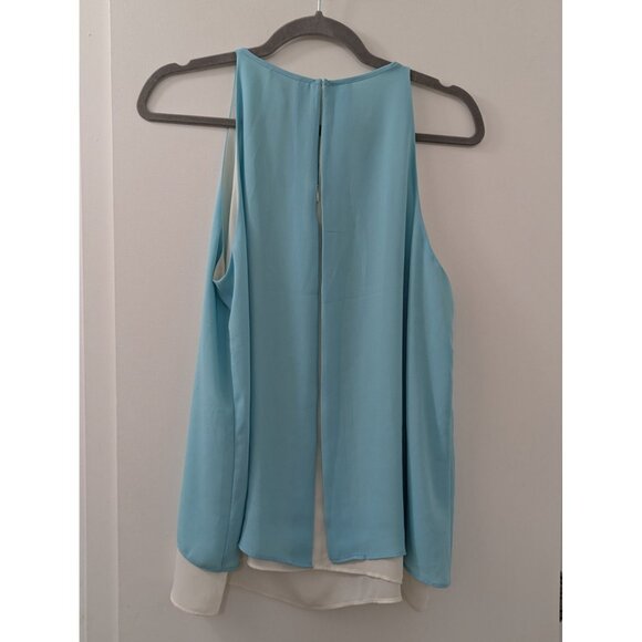 Alice Collection Sleeveless Light Blue & White Layered Blouse With Back Zipper - - Picture 3 of 7